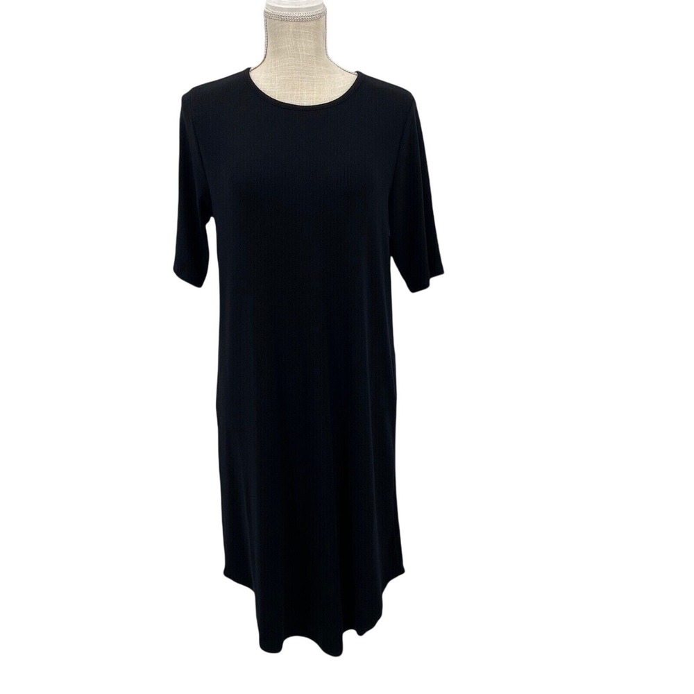 Torrid Size L Black Ribbed Knit Tee Dress Short Sleeve Midi Crew Neck New Casual